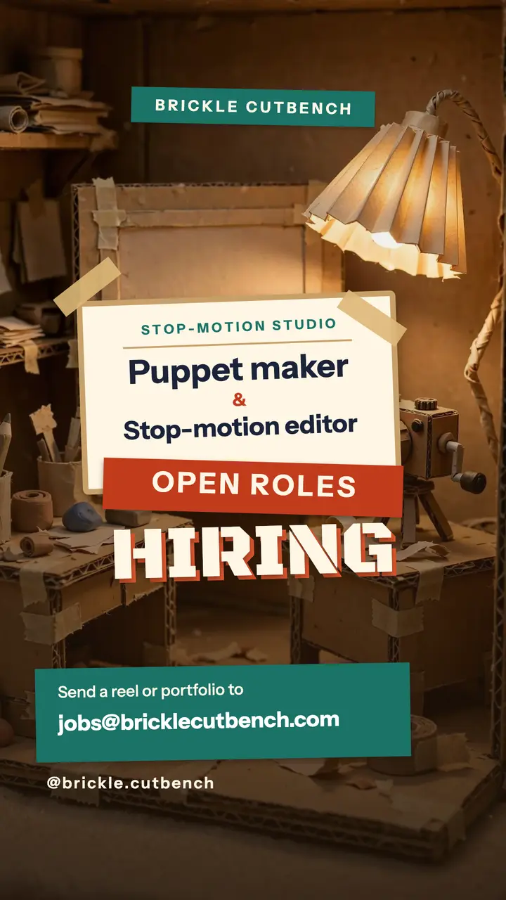 Stop-motion studio hiring story, hand-built set template