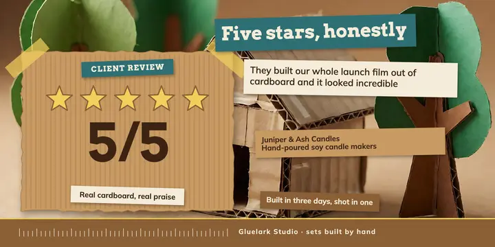 Gluelark Studio cardboard set review post: customer review post template