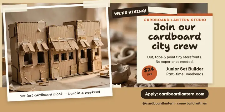 Cardboard city crew hiring post template
