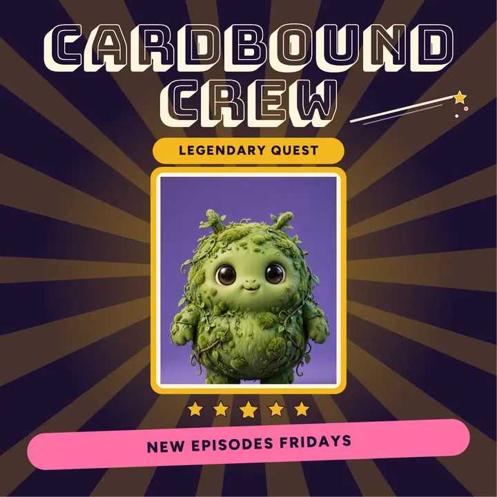 Cardbound Crew legendary quest cover: kids adventure podcast cover template