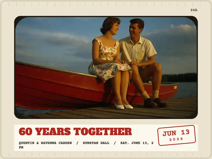 Sixty years together slide mount slide: anniversary party slide template