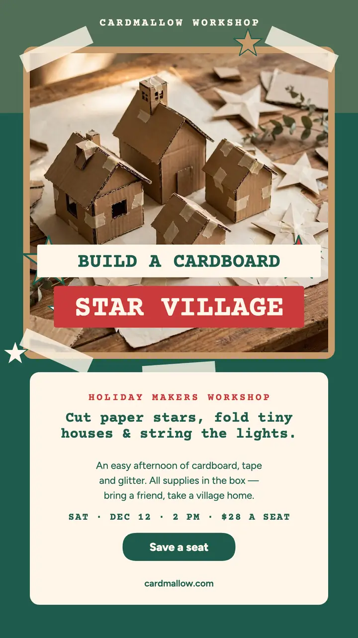 Cardmallow holiday makers workshop story template