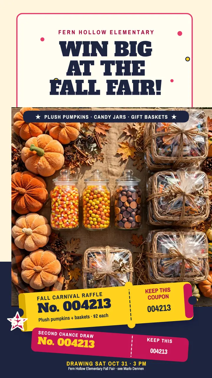 Fall carnival raffle ticket story template