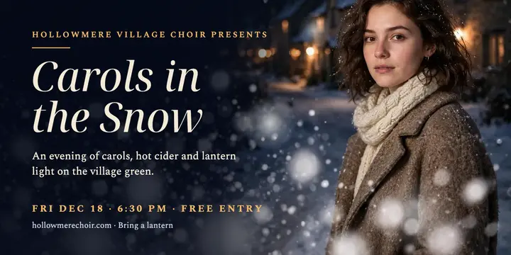 Hollowmere carol night snowfall X post: christmas carol night post template