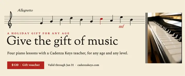 Cadenza Keys holiday lesson voucher template