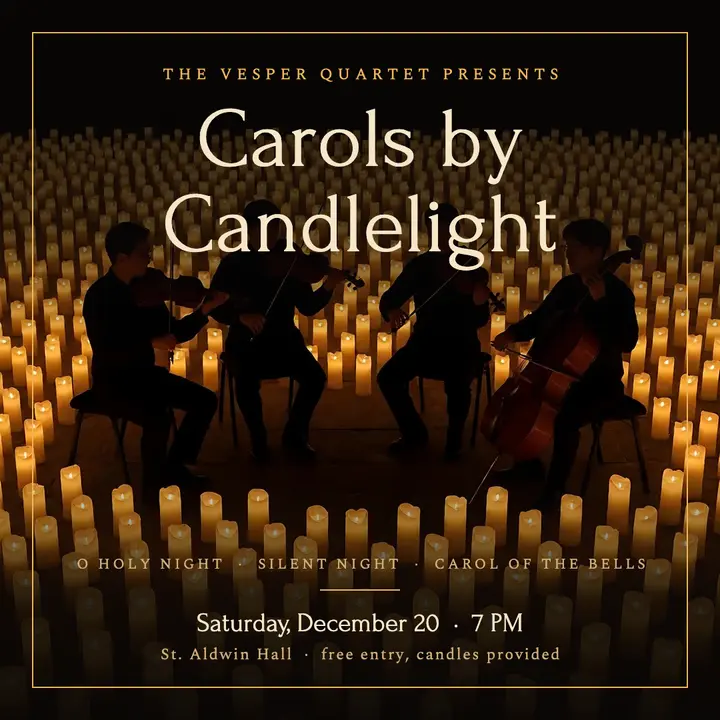 Vesper Quartet carols by candlelight post: carols by candlelight concert post template