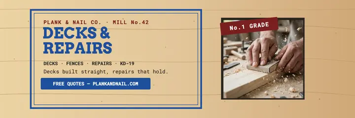 Plank and Nail decks and repairs stamp header template