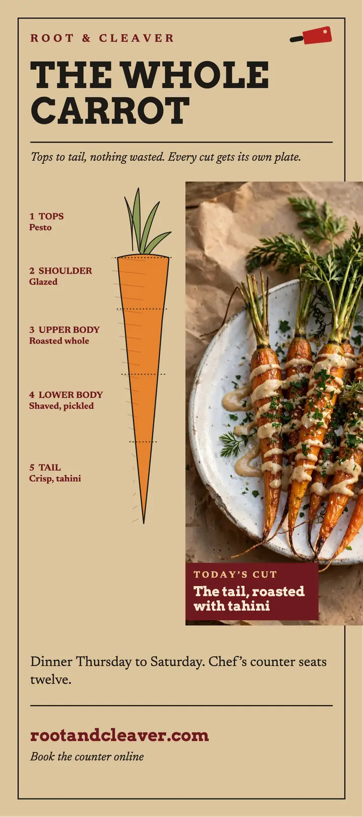 Root & Cleaver whole carrot rack card template