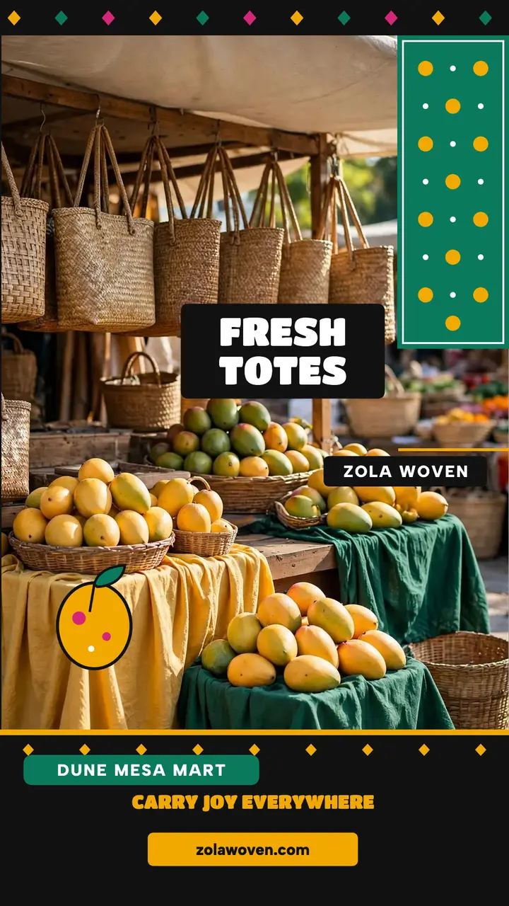 Zola Woven market tote kanga story template