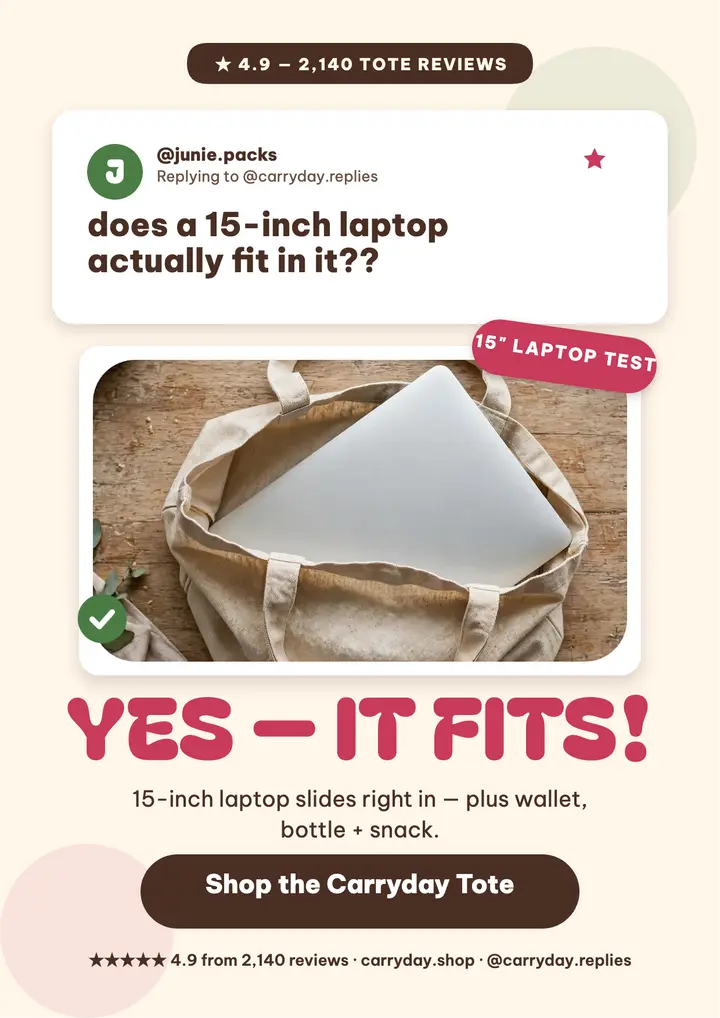 Carryday tote laptop fit review flyer template