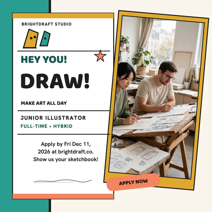Brightdraft studio hiring post, cartoon template