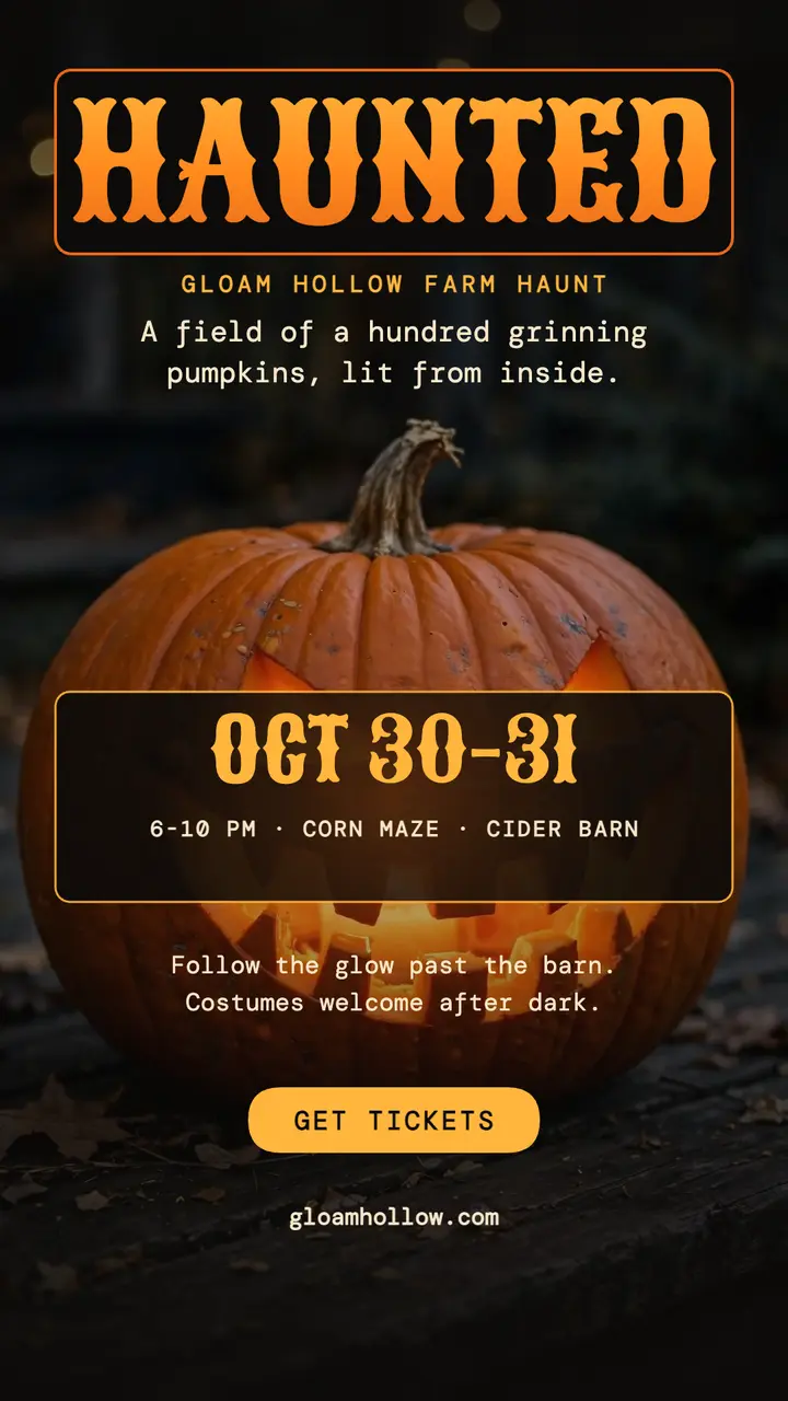 Gloam Hollow Haunted night pumpkin story: halloween night story template