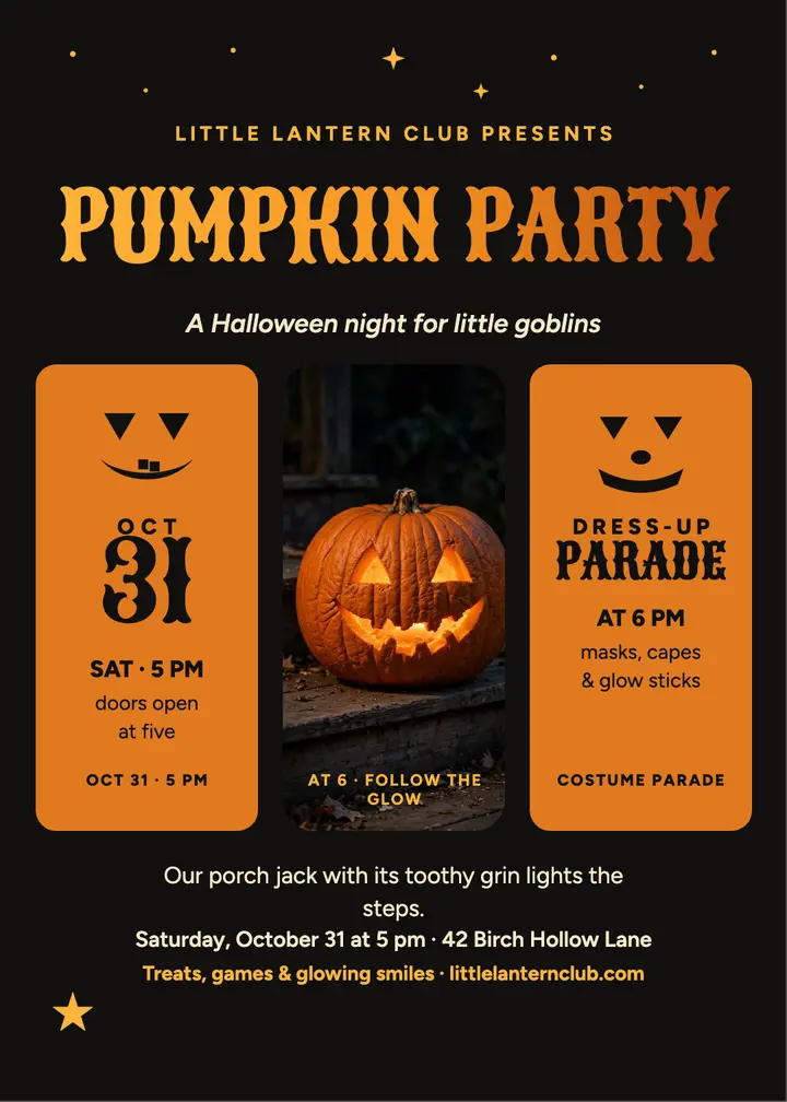 Little Lantern pumpkin party invitation: halloween party invitation template