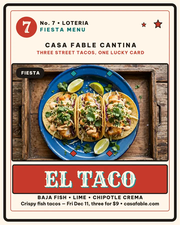 Casa Fable taco fiesta loteria post template