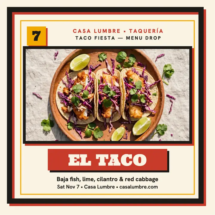 Casa Lumbre taco fiesta loteria card template