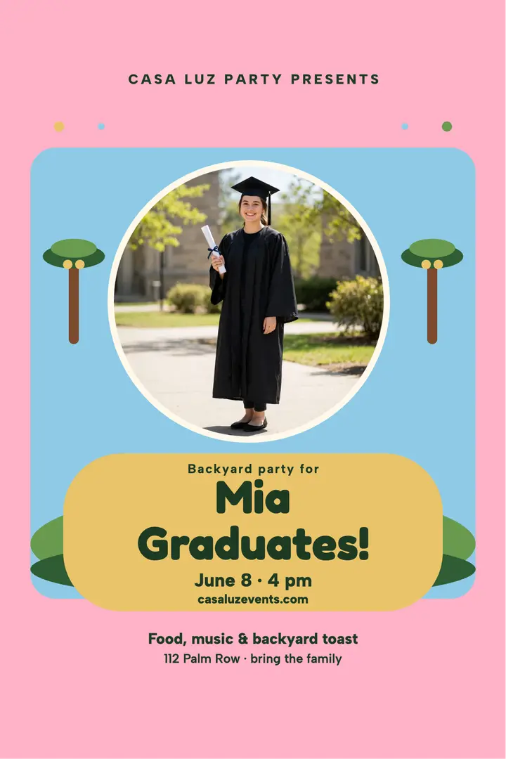 Casa Luz graduation party poster template