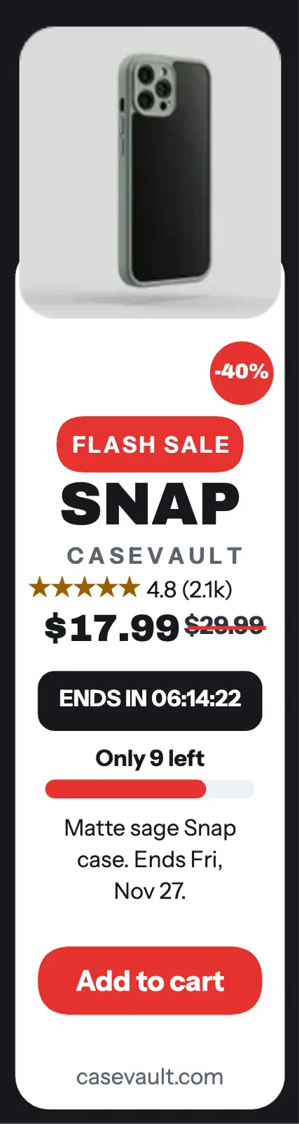 Casevault Snap flash sale skyscraper template