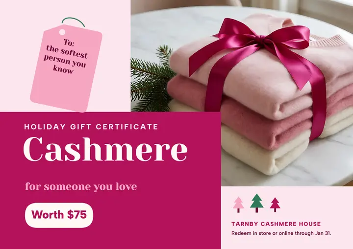 Tarnby cashmere gift certificate: cashmere gift certificate template