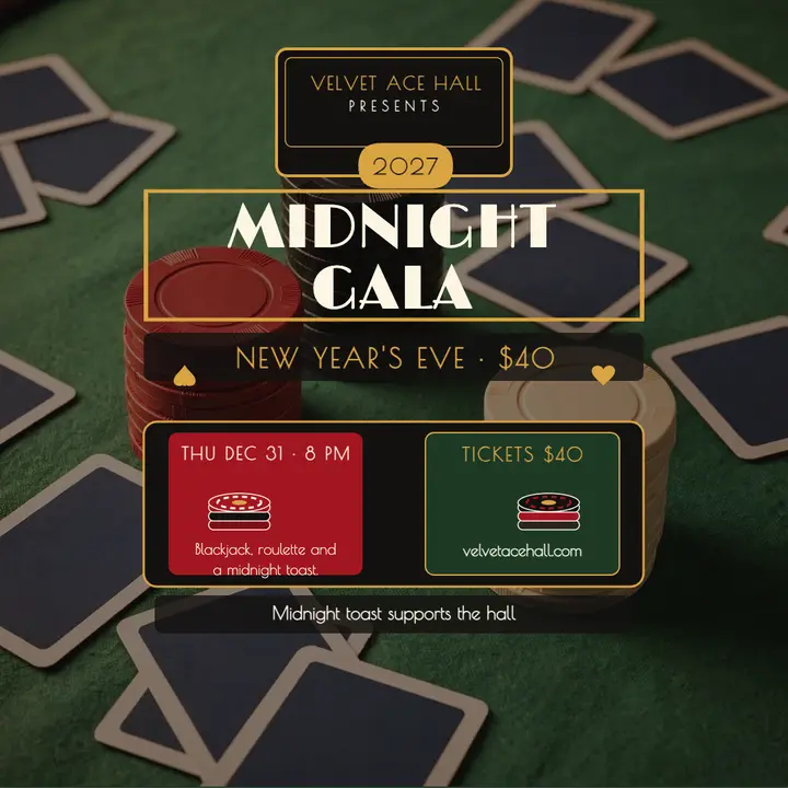 Velvet Ace Hall midnight gala fundraiser template
