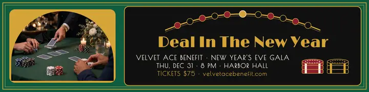 Velvet Ace New Year casino gala banner: casino gala banner template