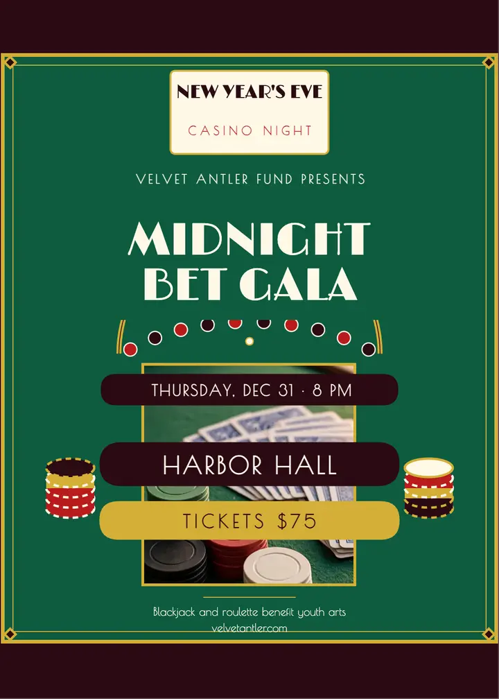 Midnight Bet Gala casino invitation template
