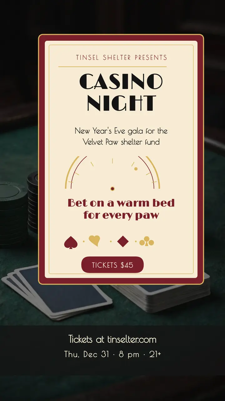 Velvet Paw casino gala New Year story template