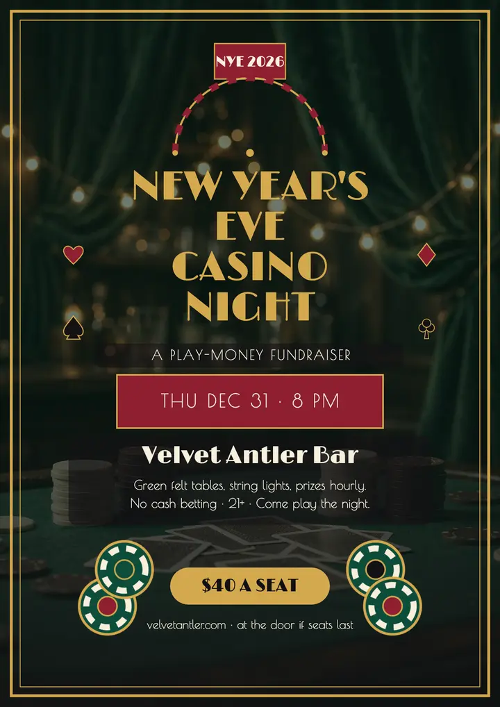 Velvet Antler New Year casino night flyer template