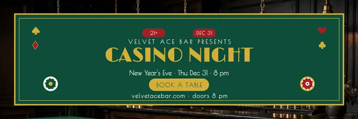 Velvet Ace Bar casino night header: casino night header template