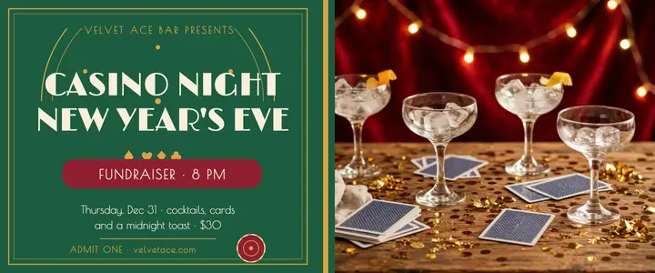 Velvet Ace Bar New Year's Eve casino ticket template