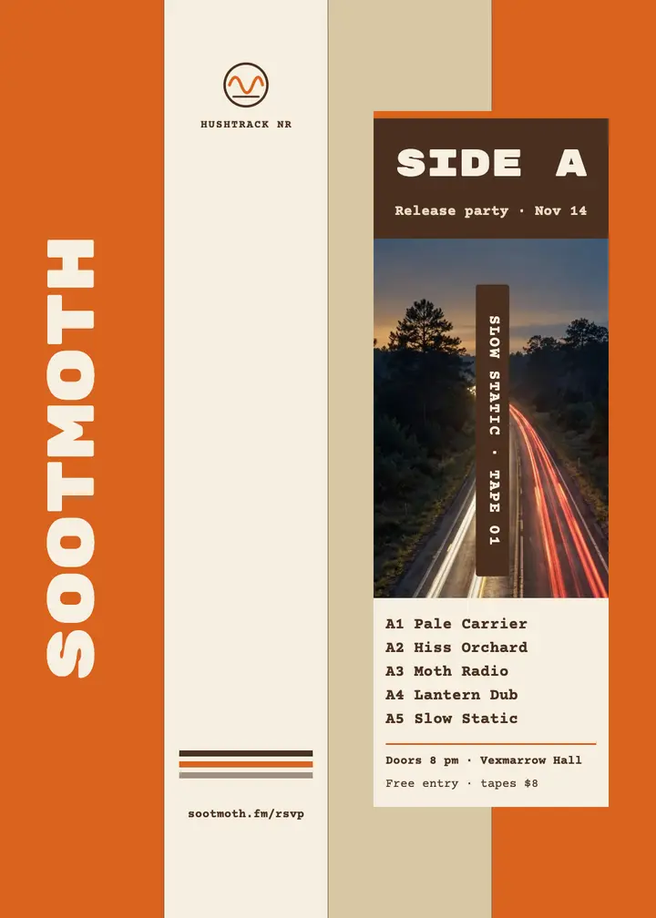 Sootmoth cassette EP release party invitation template