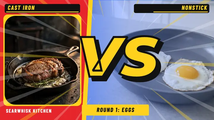 Cast iron vs nonstick cooking thumbnail, versus screen template