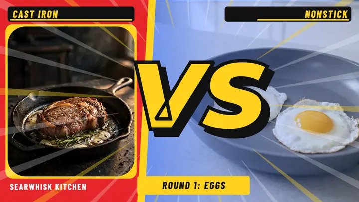 Cast iron vs nonstick cooking thumbnail, versus screen template