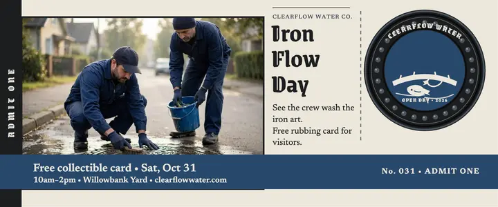Clearflow open day cast iron ticket template