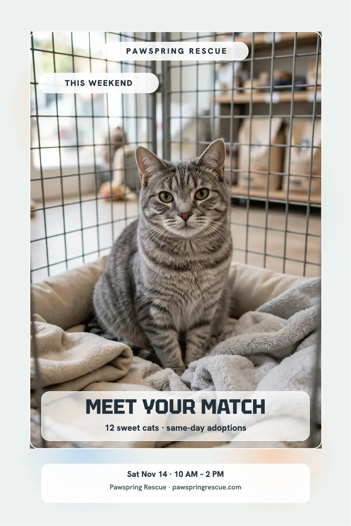 Pawspring cat adoption weekend poster template