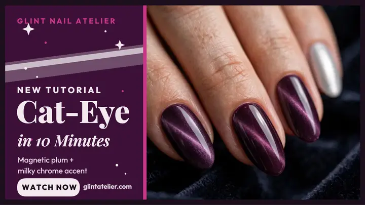 Glint cat-eye nails tutorial thumbnail template