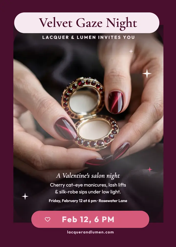Lacquer and Lumen Valentine salon night template