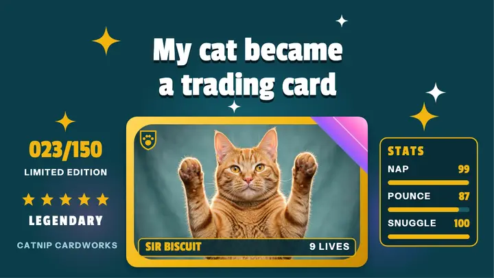 My cat became a trading card thumbnail template