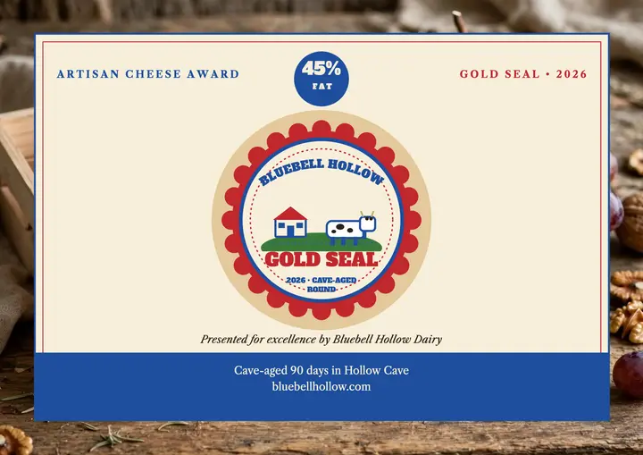 Bluebell Hollow cave-aged cheese award template
