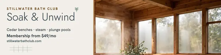 Stillwater Bath Club LinkedIn banner: bathhouse linkedin banner template