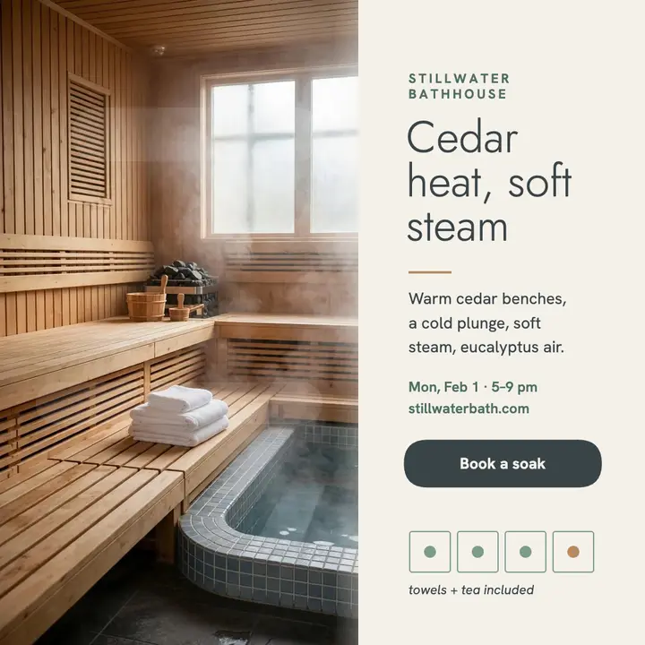 Stillwater cedar sauna evening post template