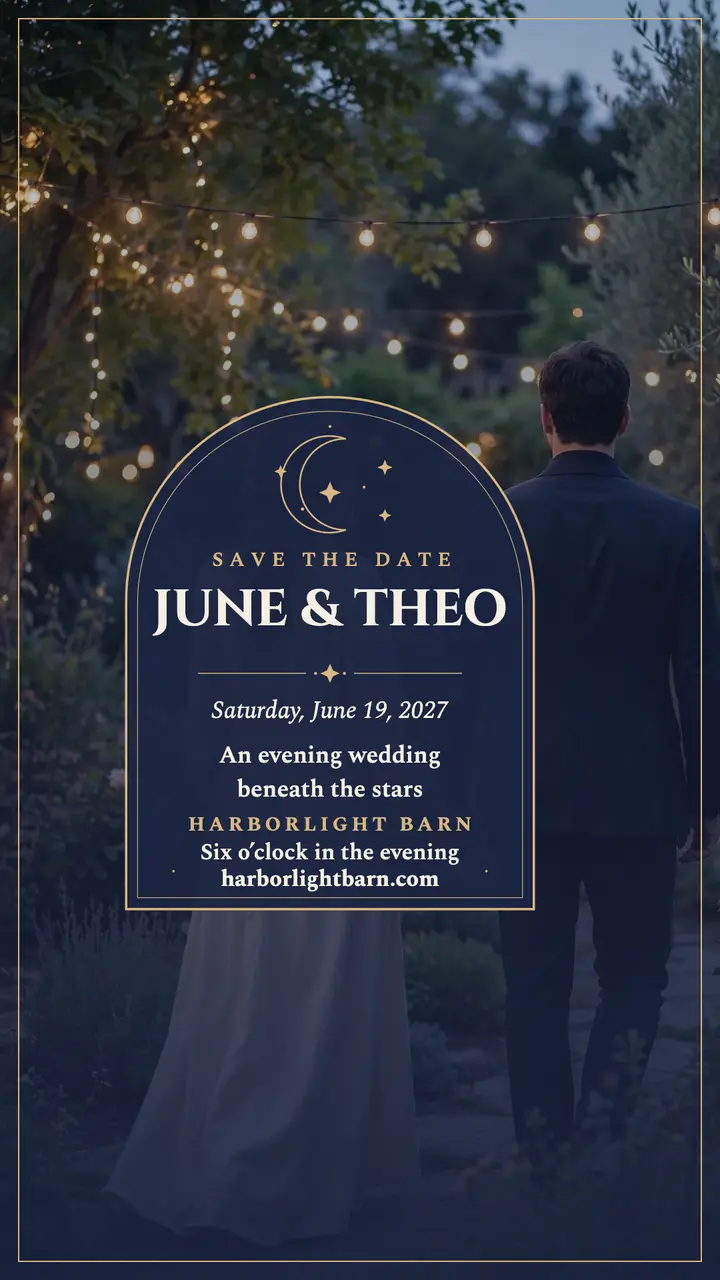 June and Theo celestial save the date: save the date story template