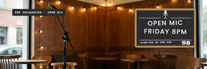 Cellarbird open mic night letterboard header template