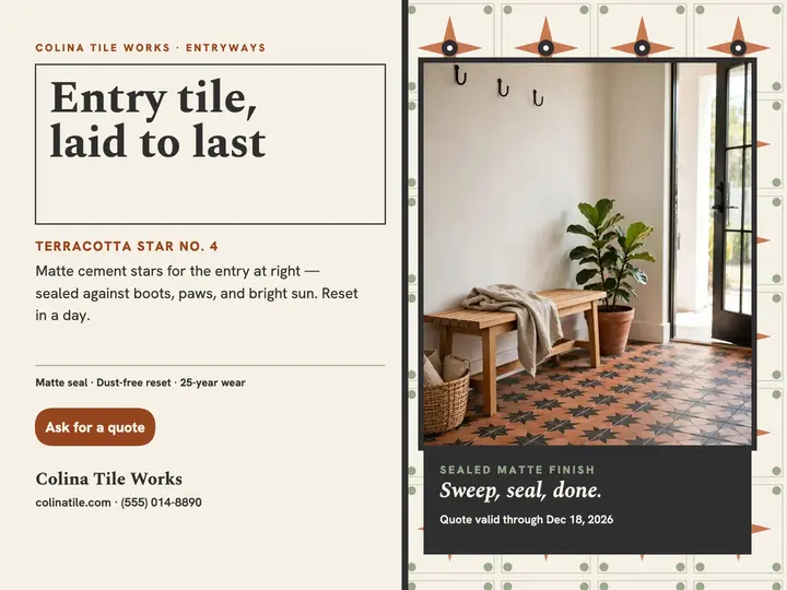 Colina cement tile entry slide: tile installer slide template