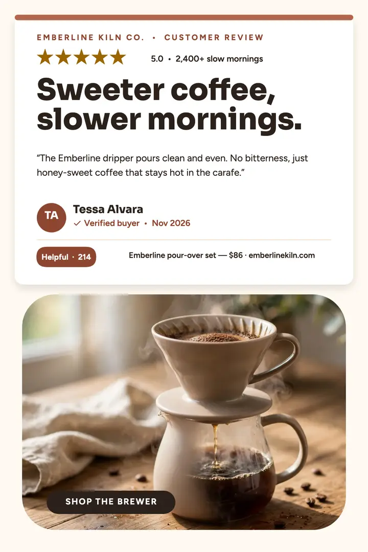 Emberline pour-over brewer review poster template