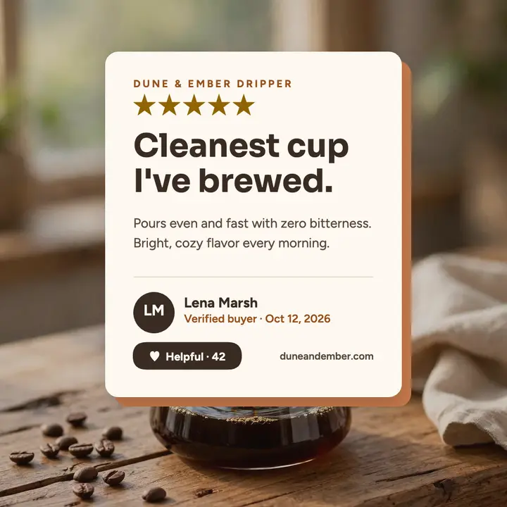 Dune and Ember dripper review quote post template