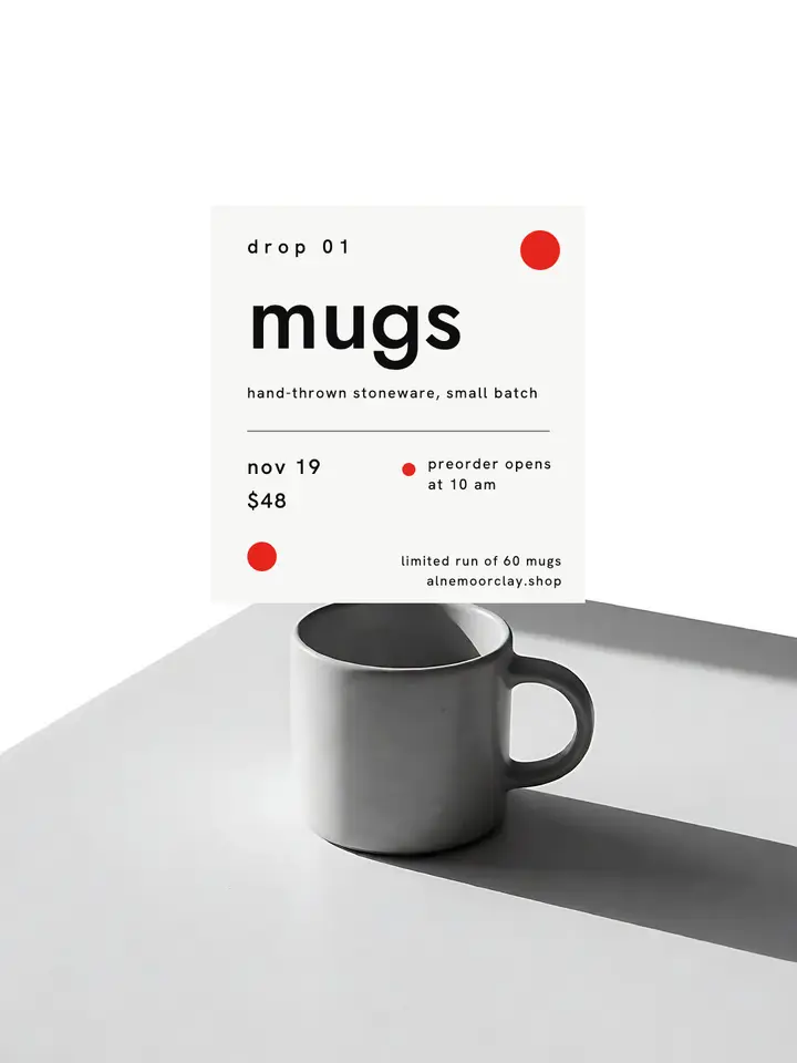 Alnemoor Clay mug drop, bossa nova sleeve post template