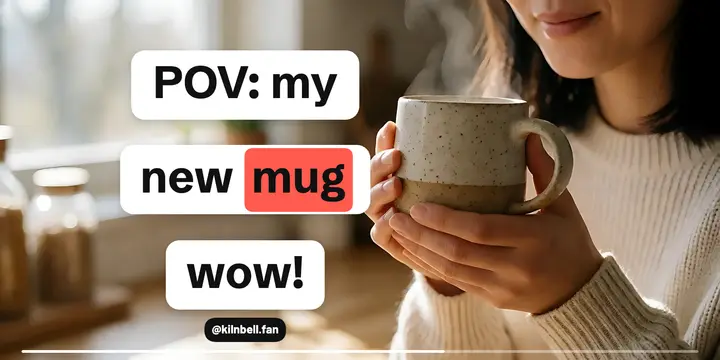 Ceramic mug customer review, native caption post template