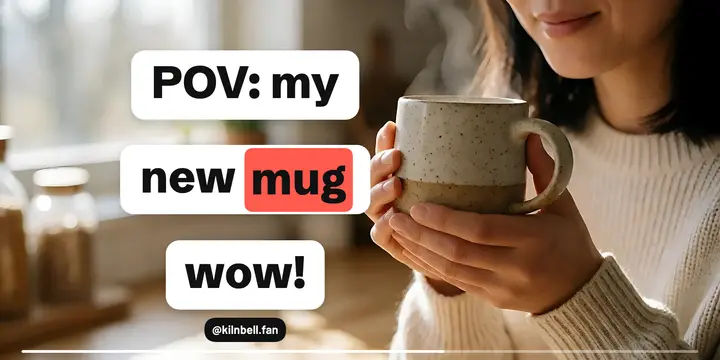 Ceramic mug customer review, native caption post template