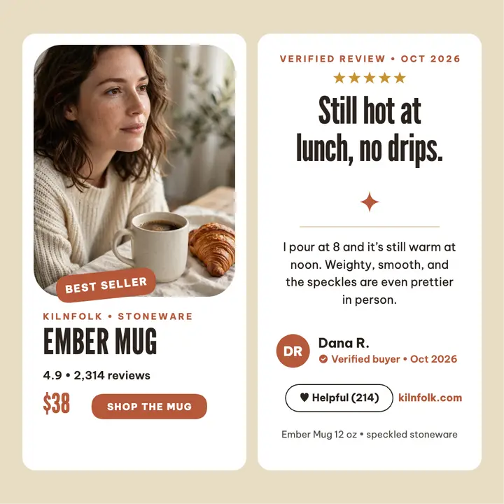 Ember Mug review card, Kilnfolk: mug review card template