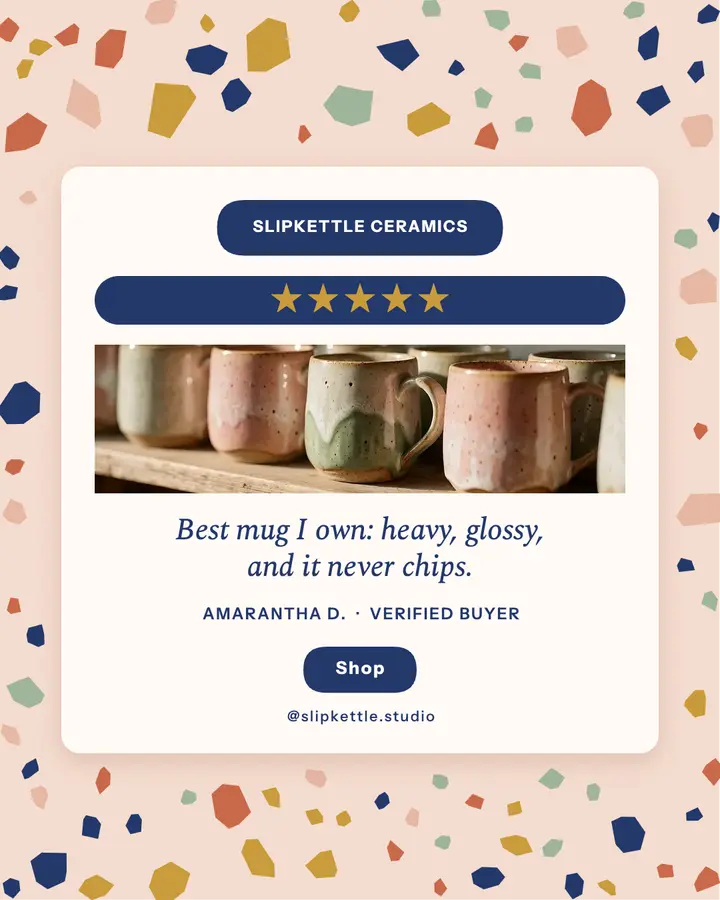 Slipkettle Ceramics mug review terrazzo post: customer review post template